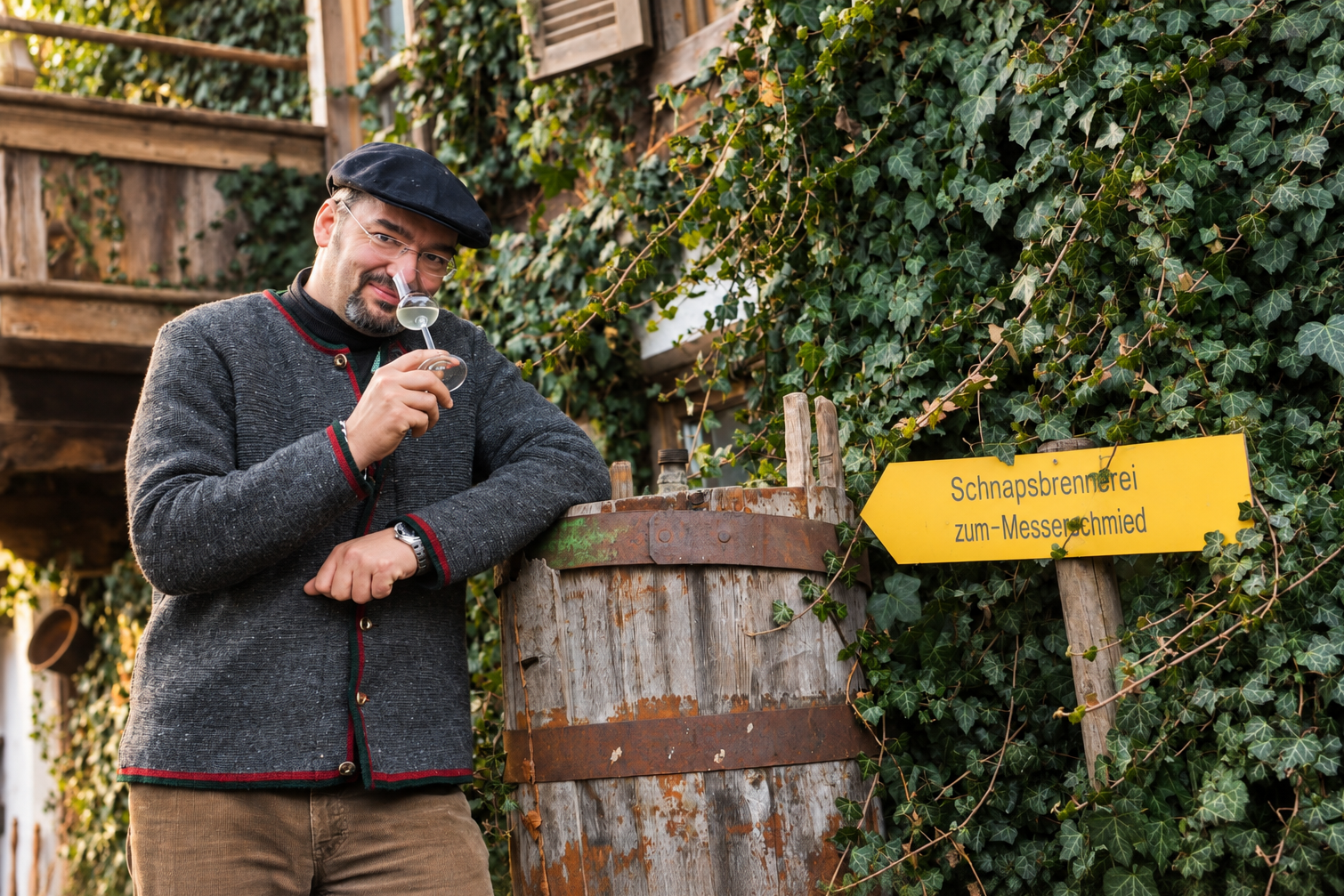 Albert Schmider vor historischem Messerschmied-Haus in Ebbs